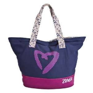  Zumba Heart Canvas Tote Bag (Navy/Purple/Gray, One Size 