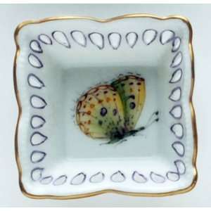  Anna Weatherley Butterfly Small 1 X 1 Square Dish Yellow 