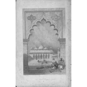  1839 Original Engraving The Moti Musjid, Agra from The 