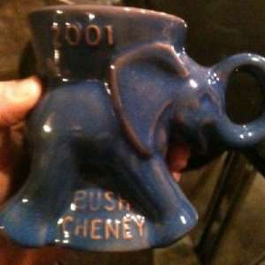  Frankoma Pottery Bush Cheney GOP Political Mug Elephant 