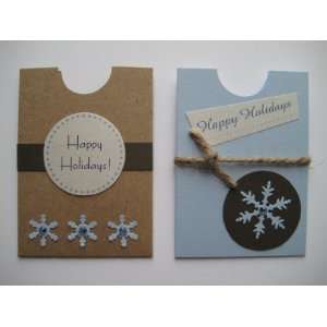 Handmade Holiday Gift Card Holder Enclosure   Set of 2   Blue & Brown 