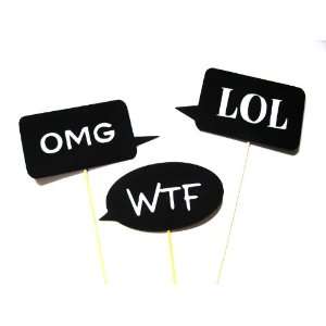  Photo Booth Props   Funny Word Bubbles   Set of 3 Photobooth Props 