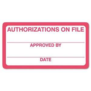  Tabbies® Authorizations on File Label, 3 1/4 x 1 3/4 