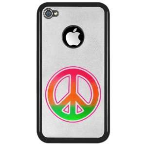  iPhone 4 or 4S Clear Case Black Neon Peace Symbol 