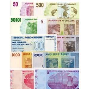   ZIMBABWE Banknotes FROM 1 CENT TO 100 TRILLION 