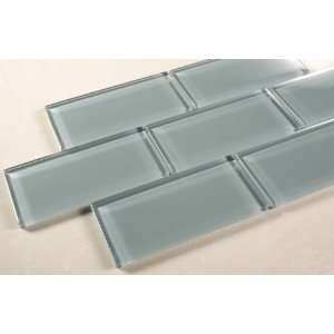  Ice Mist Glossy   3x6 Blue Grey Glass Tile   Bathroom Tile 