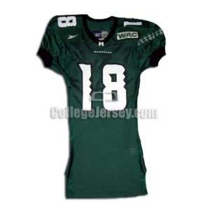  Green No. 18 Game Used Hawaii Reebok Football Jersey 