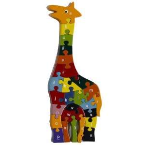   Wooden Alphabet Animal Themed Teaching Puzzle   Giraffe Toys & Games