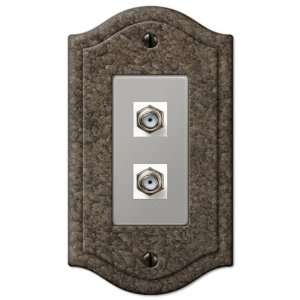    Camelot Pewter Steel   2 Cable TV Wallplate