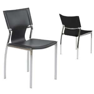  Eurostyle 17212BLK Vine Leather Side Dining Chair ( Set of 