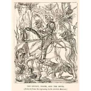  1882 Print Albrecht Durer Knight Death Devil Pale Horse 