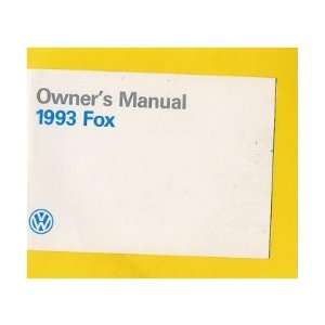  1993 VOLKSWAGEN FOX Owners Manual User Guide Automotive