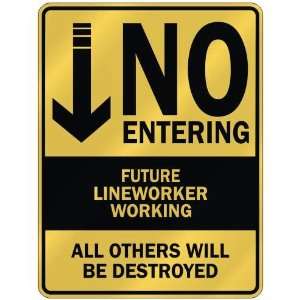   NO ENTERING FUTURE LINEWORKER WORKING  PARKING SIGN 