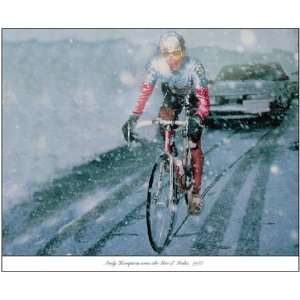 Andy Hampston in Snow 1988 Giro dItalia, 11 x 14 Color Cycling 