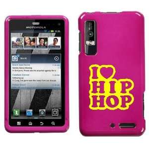   XT862 YELLOW I LOVE HIP HOP ON PINK HARD CASE COVER 