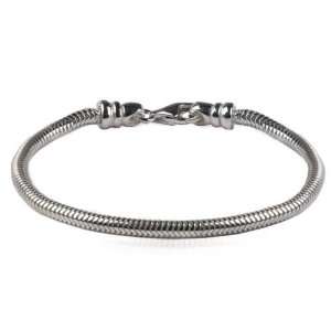   Silver 3.2 mm Round Snake Italian Made Bracelet, 7 or 8 (7 Inches