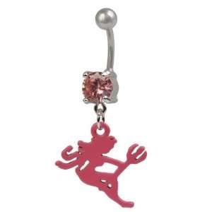   Girl She devil Mudflap Solitaire Belly Button Navel Ring 14 Gauge PINK