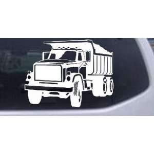 White 12in X 9.2in    Dump Truck Construction Business Car Window Wall 