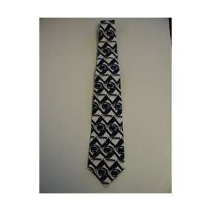 Penn State Silk Neck Tie White With Lion Heads  Sports 