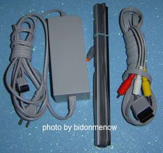Official Nintendo Wii POWER CORD AC Adapter & AV CABLE & SENSOR BAR 