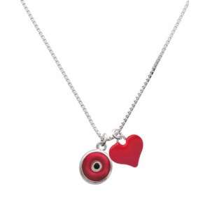  Red Evil Eye Good Luck and Red Heart Charm Necklace 