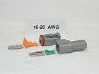 DEUTSCH GRAY 2 PIN DT CONNECTOR KIT 16 20 AWG NICKEL CONTACTS  0