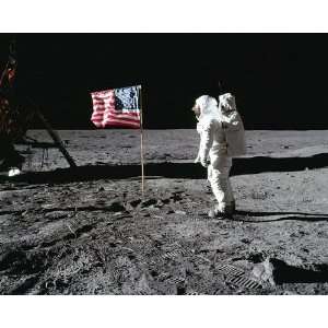  Apollo 11 Buzz Aldrin Flag Lunar Surface 8x10 Silver 