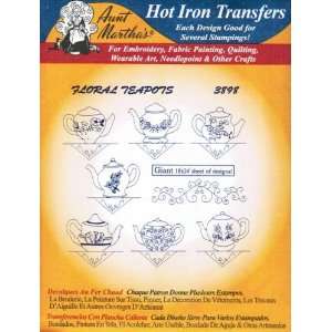   Marthas Hot Iron Transfers 3898 Floral Teapots Arts, Crafts & Sewing