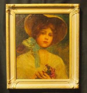 Turn of the Century American Impressionist Portrait Canvas on Board 