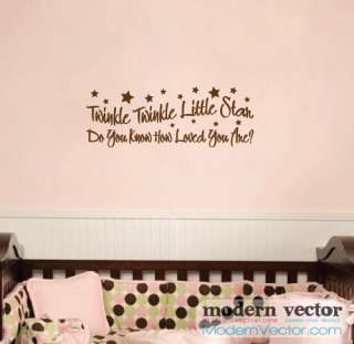 Twinkle Twinkle Star Vinyl Wall Quote Decal Nursery  
