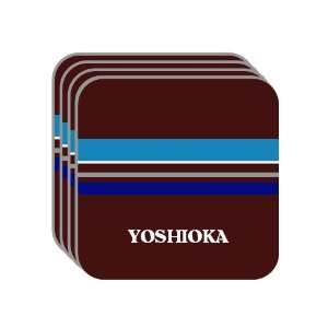 Personal Name Gift   YOSHIOKA Set of 4 Mini Mousepad Coasters (blue 