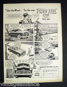 1949 Vintage Ford Car Test Drive Comic Strip Auto Ad  