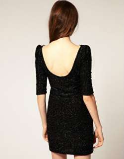 Paillette Amazing Backless Shiny Slim Fit Womens Black Pencil Dress S 