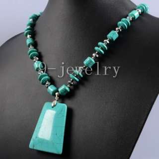 Turquoise Gemstone Bead Tibet Silver Necklace TS0455  