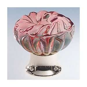Omnia 4341/40CRS26 Rose Glass Knob Knob   Clear Rose/Polished Chrome