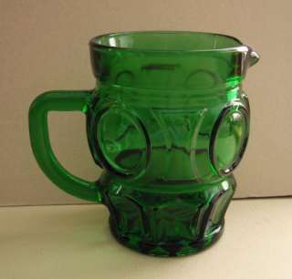 Vintage Emerald Green Glass Small Pitcher Creamer Jug LOVELY  