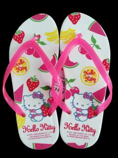 NWT Hello Kitty Fruity Sandals Flip Flops With Hand Bag  