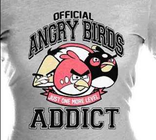 Angry Birds Official Addict One More Level Gray T Shirt  