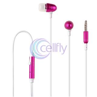 Pink 3.5mm In Ear Stereo Headset w/ Mic for HTC Wildfire S 2 G8 EVO 3D 