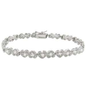   Diamonds Inside Hearts Tennis Bracelet Stamped 925 & 7 Inches Long