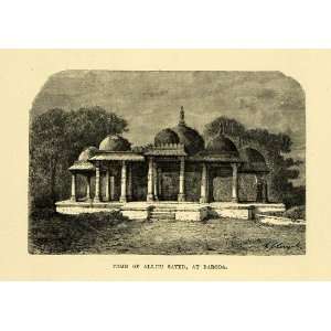  1878 Wood Engraving Tomb Allum Sayed Baroda Vadodara 