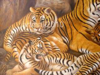 Sale great wild animal oil painting tiger family  