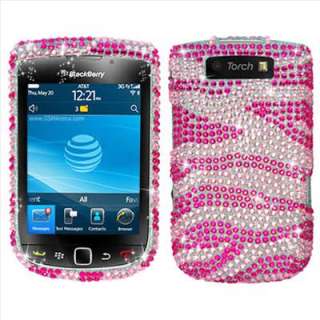 Pink Zebra Bling Hard Case Cover for BlackBerry Torch 9810 9800 