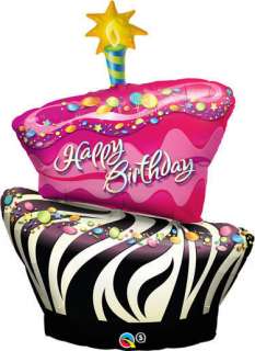 41 Funky Happy Birthday Zebra Stripe Cake Balloon GIRL  