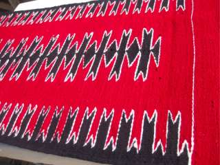 Zapotec Geometric Pattern Rug Handwoven Red Wool 5 Runner  