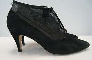Ladies Womens Black Suede High Heel Bootie Shoes 10B  