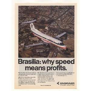  1986 American Eagle Airlines Embraer Brasilia Plane Print 