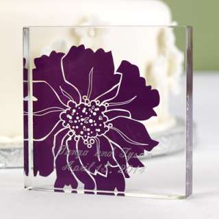 Personalized Acrylic Wedding Cake Topper Top Floral Purple Flower Plum 