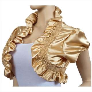 Gold Ruffled Collar Cropped Plus Size Bolero Shrug  