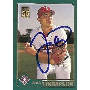  Justin Thompson Signed Texas Rangers 2001 Topps Card 